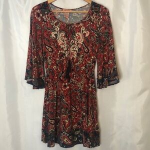 Flying Tomato Boho Paisley Embroidered Red Dress Size S
